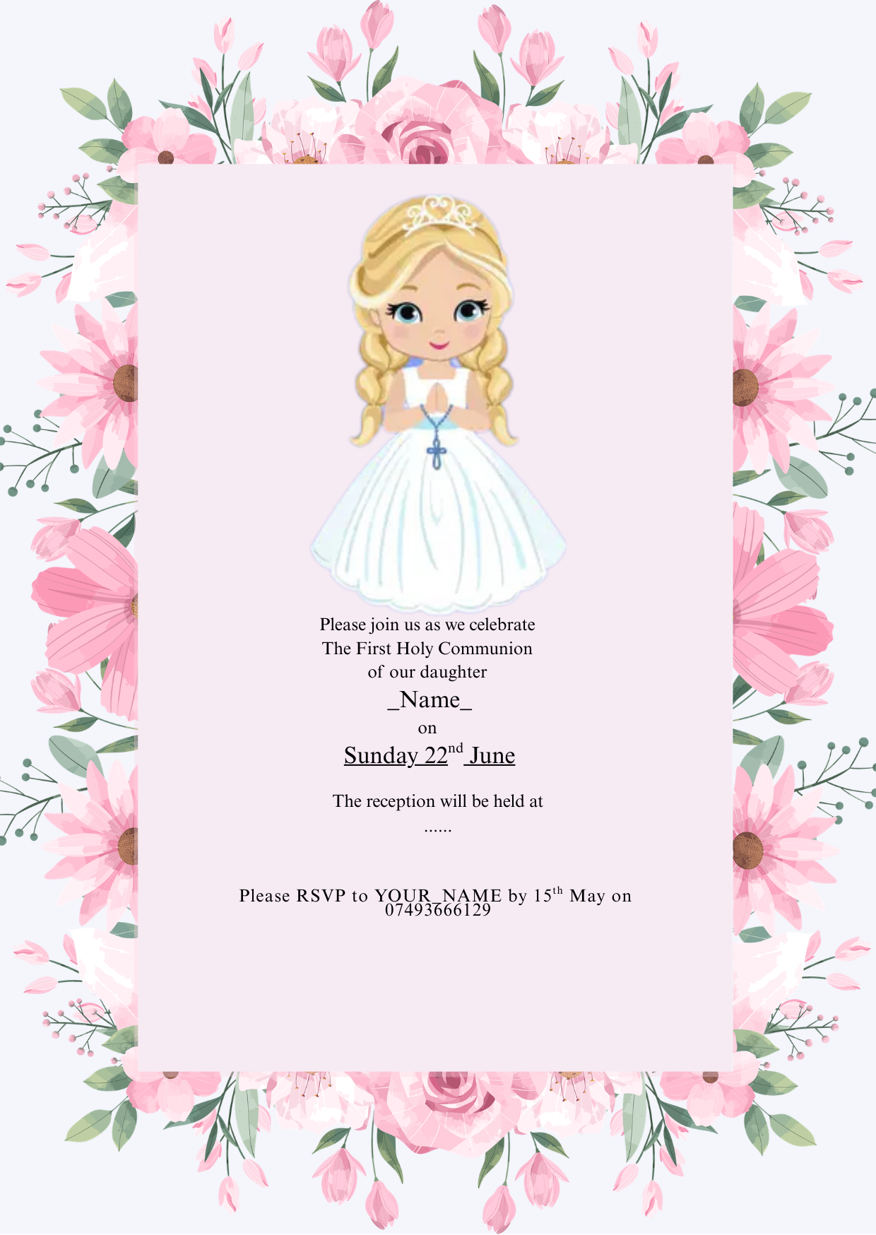 Holy Communion invitation designs