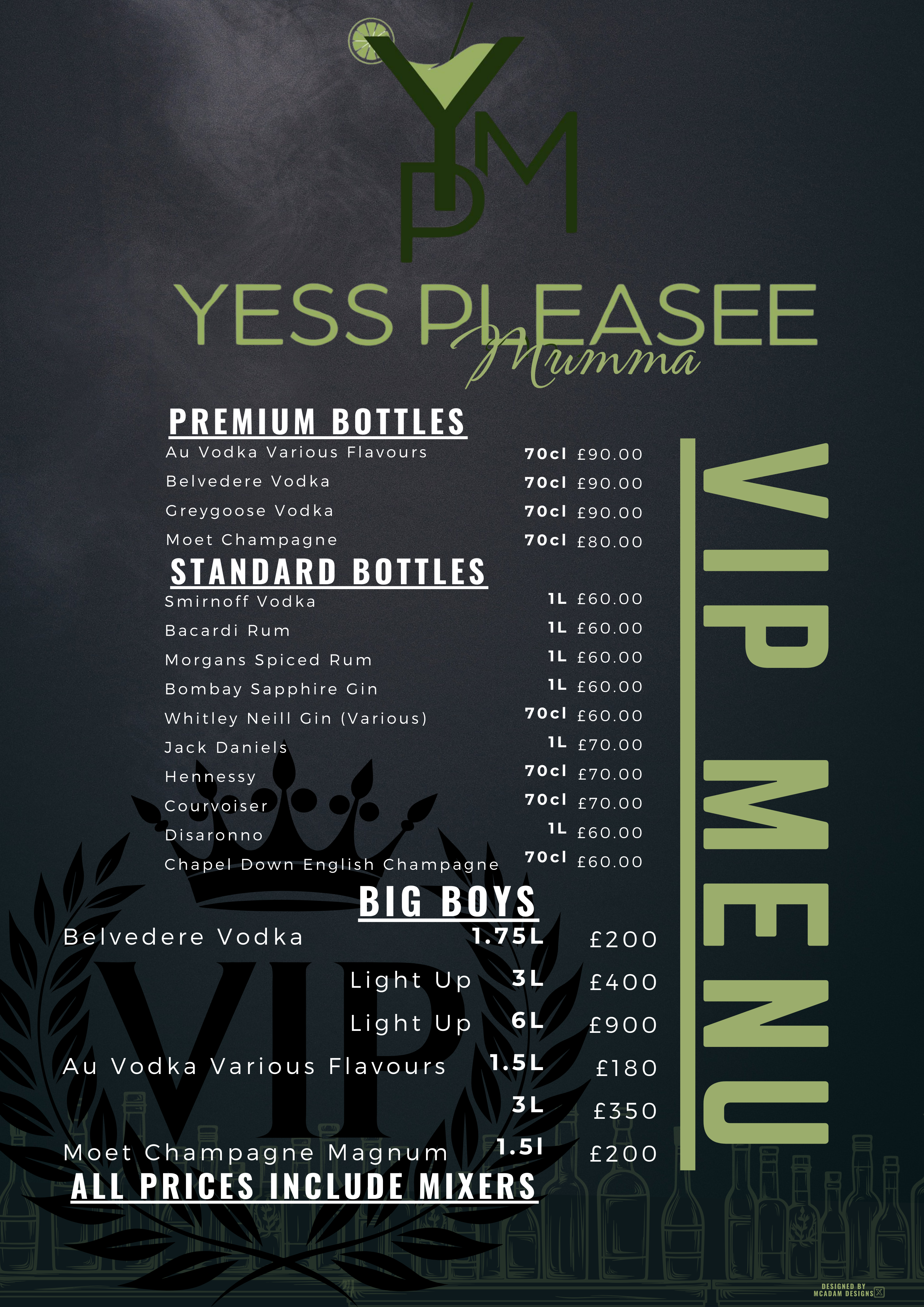 Drinks menu designs